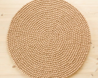 Felt ball rug - Beige / Sand (Fast Shipping) Filzkugelteppich