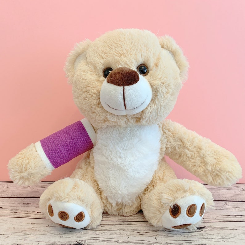 Broken Arm Bear 12 Higgy Bear with Purple Broken Arm Etsy