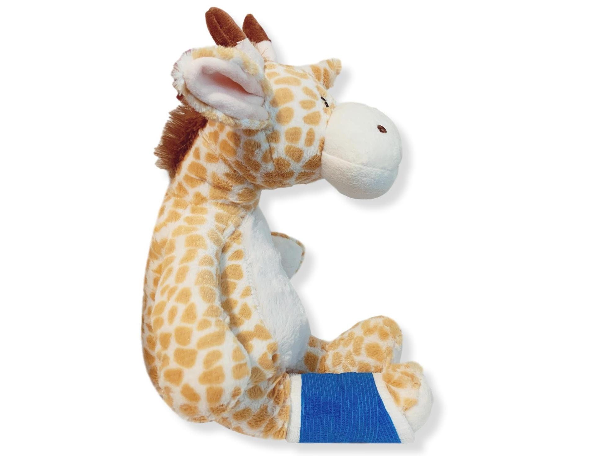 stuffed animal with broken leg