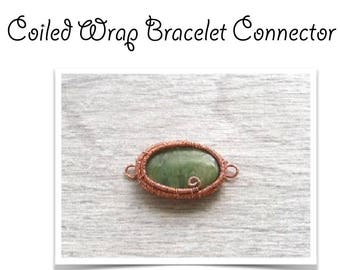 TUTORIAL - Conector de pulseira enrolada em espiral - Envoltório de fio - Padrão de joias - Cabochão oval Lição enrolada em fio - Pedra enrolada em arame