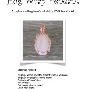 TUTORIAL - Hug Pendant - Wire Wrapping - Jewelry Pattern -  Oval Cabochon Wire Wrapped Lesson - Wire Wrapped Stone