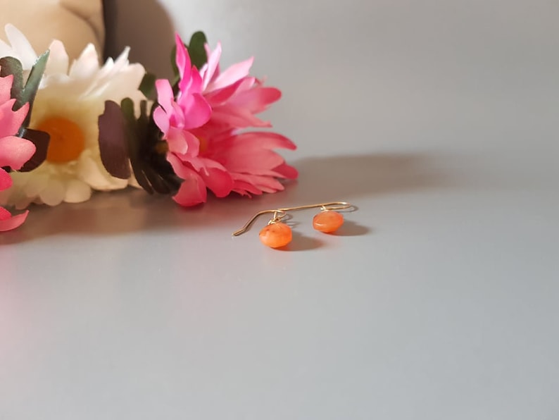 14K Gold Filled Carnelian Earrings Classy Elegant Wire Wrapped Gift for Her Unique Gemstone