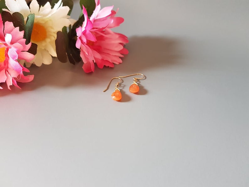 14K Gold Filled Carnelian Earrings Classy Elegant Wire Wrapped Gift for Her Unique Gemstone