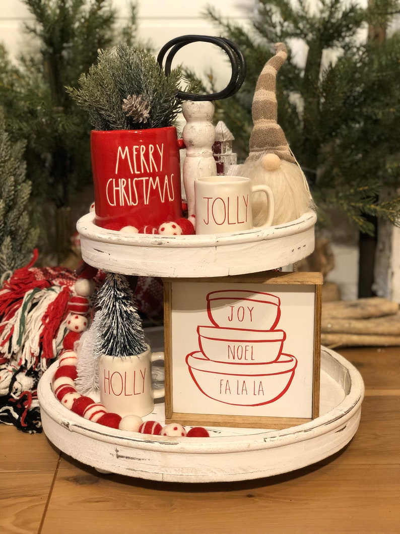 Rae Dunn Inspired Rae Dunn Decor Tiered Tray Decor Etsy