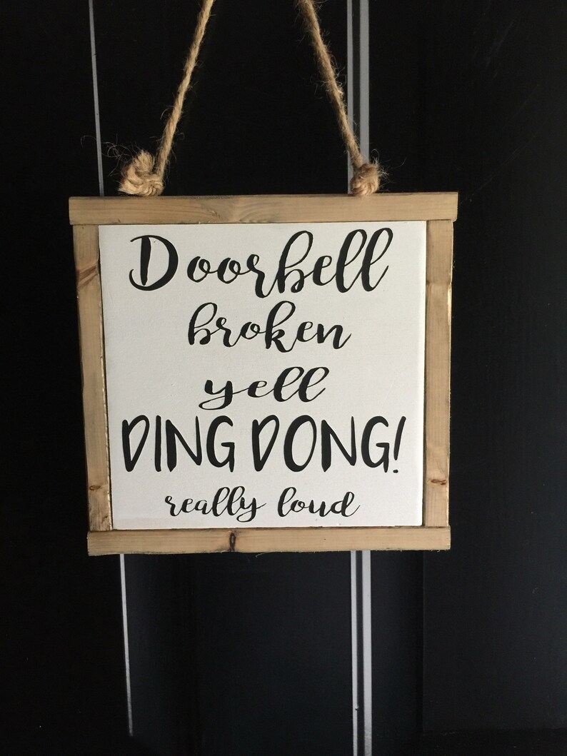 Door bell sign/ porch sign/ wood sign/ funny signs/ home Etsy