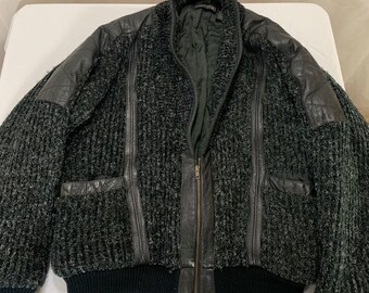Excellent Condition Size XL Vintage 80/'s Rocker LeatherKnit Coat by Street Scene