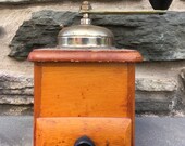 Vintage Wooden Coffee Grinder Old. Retro. Mill. Grinding. Grounds. Drinks. Cafe. Farmhouse. Tabletop. Drawer. Knob. Handle. Kitchen. Tool.
