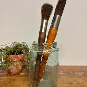 Vintage Paintbrush...One. Large. Artist. Wood. Painting. Bristles. France. Decorative. Collectible. Brushes. Unique. Retro. Art Supply. Old.