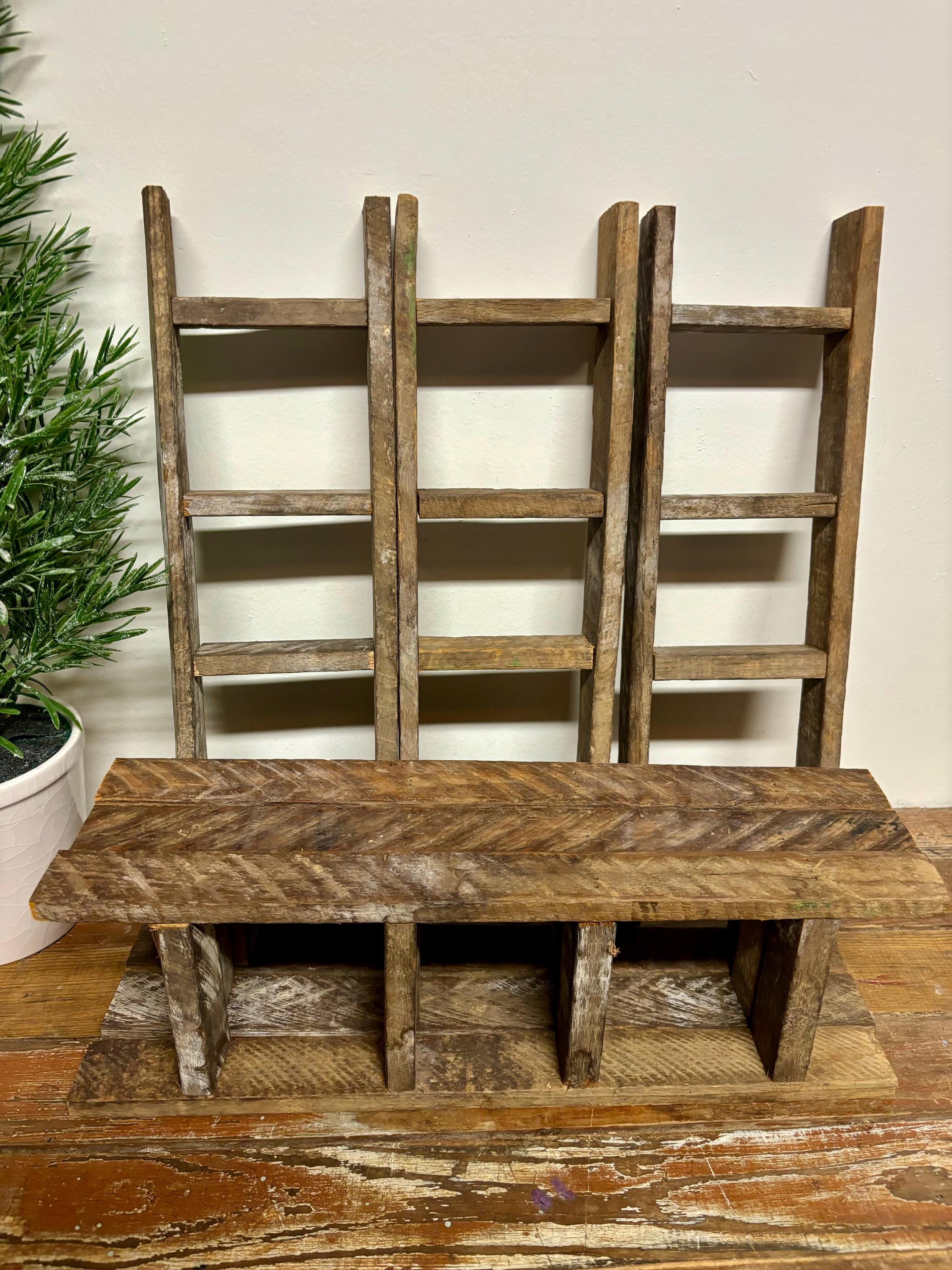 tobacco lath ladders Tobacco Lath 16” Mini Ladder...small. Primitive. Country. Farmhouse. Craft  Supply. Distressed. Rustic. Antique. Gallery Wall Hanging
