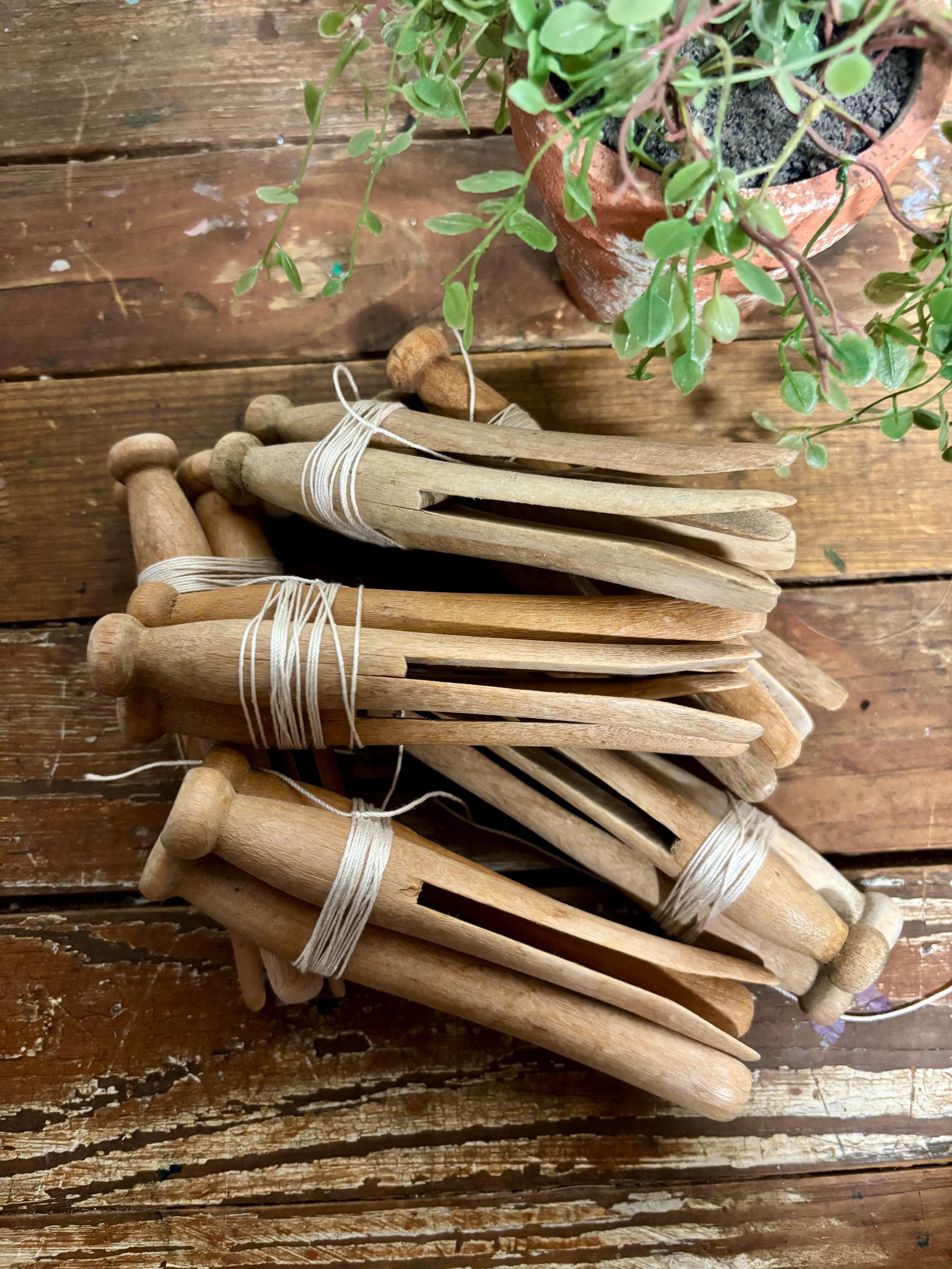 Vintage XL Wooden Clothespin Bundle (3)...laundry. Wood. Line Drying ...