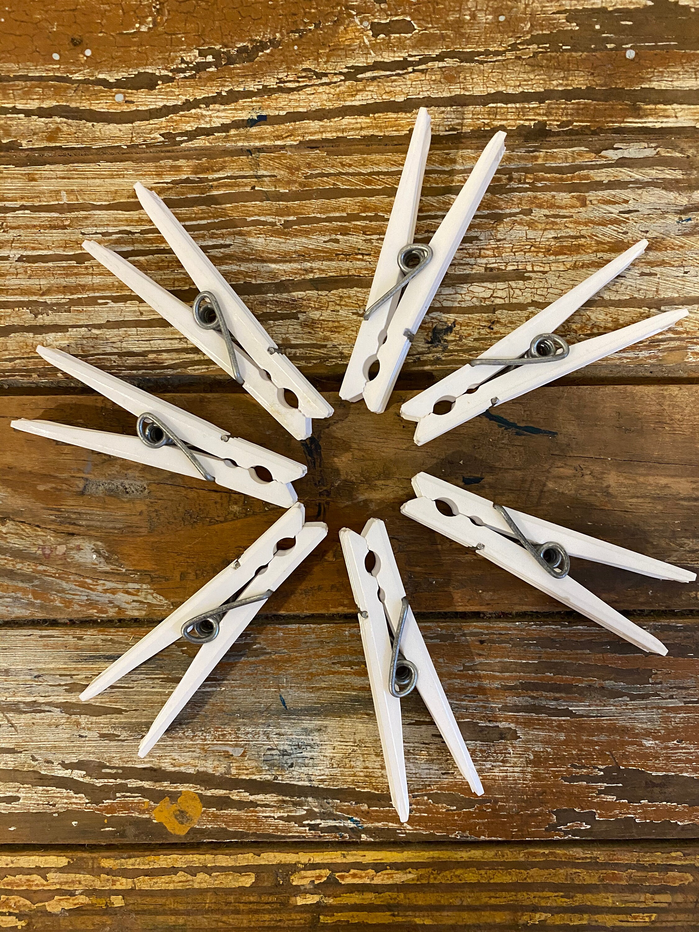 Vintage White Plastic Clothespin Set...seven 7. Old. Retro. Etsy