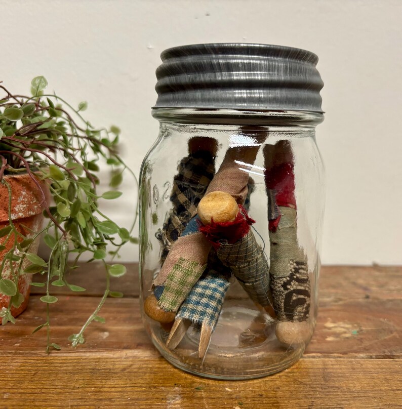 Vintage Homespun Wrapped Wood Clothespins Set (6)...americana ...