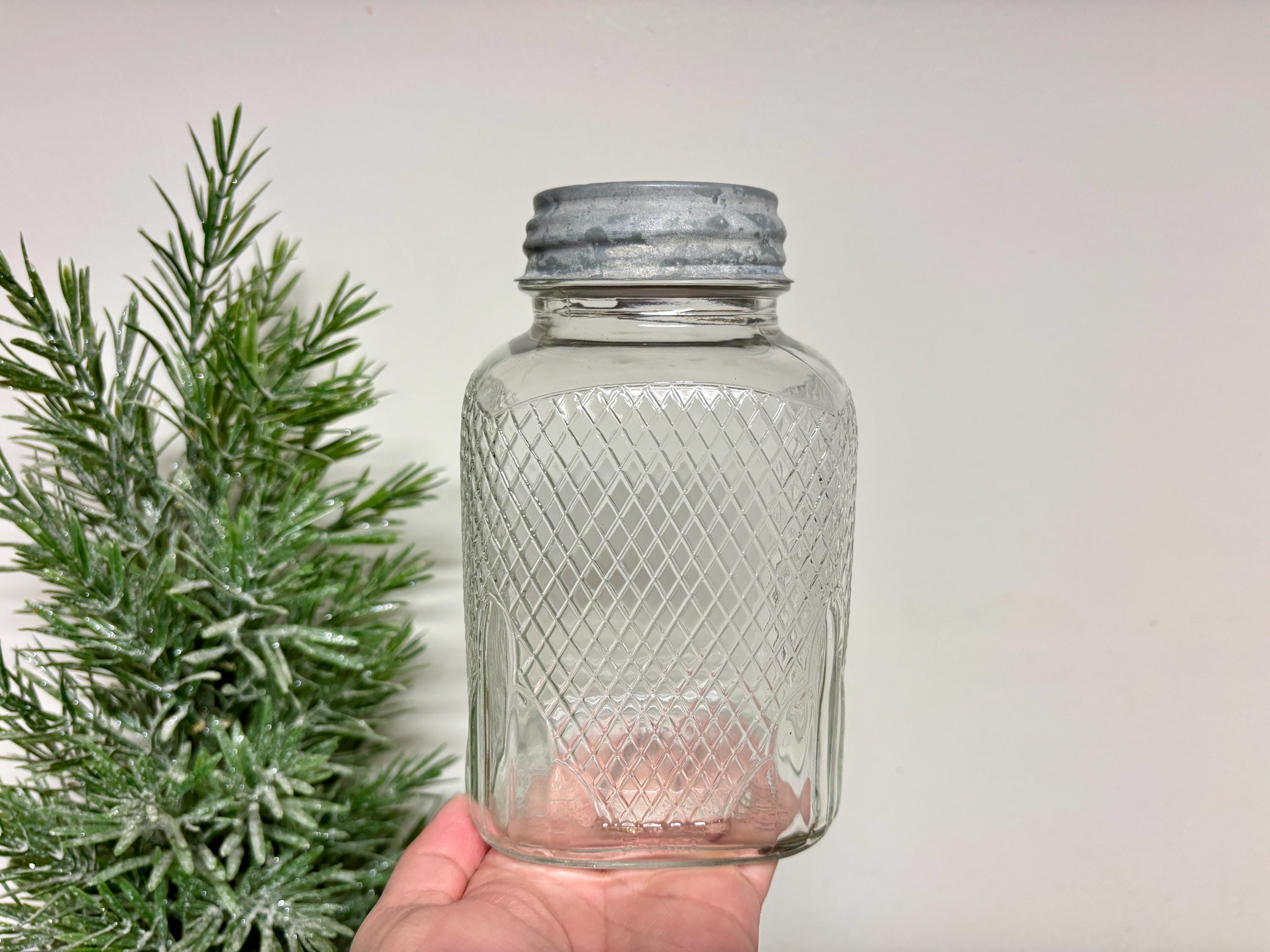 Antique Glass Jar With Zinc Lid - Etsy