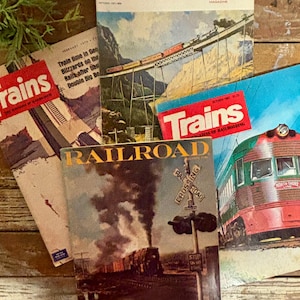 Vintage Trains & Railroad Magazines…Four (4). Retro. Ephemera. Advertising. Engine. Caboose. Photographs. Railroading. Magazines. 1970-80’s.