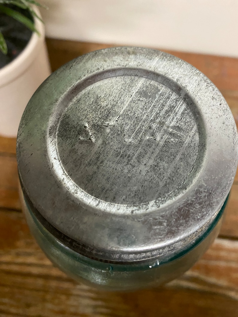Antique Half Gallon Blue Mason JarGlass. Vintage. Patent. 1858. Canning. Zinc. Farmhouse. Wedding. Rare. Container. Storage. Old. Keystone. image 8