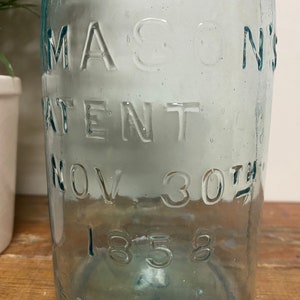 Antique Half Gallon Blue Mason JarGlass. Vintage. Patent. 1858. Canning. Zinc. Farmhouse. Wedding. Rare. Container. Storage. Old. Keystone. image 2