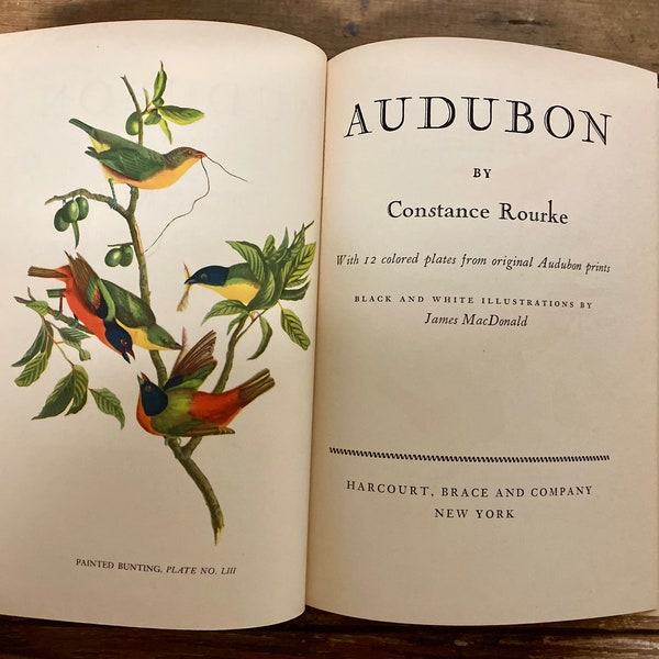 Vintage Audubon Book…1936. Constance Rourke. Biography. Audubon Prints. Colored Audubon Plates. Birds. Illustrated. Ornithology. Collectible