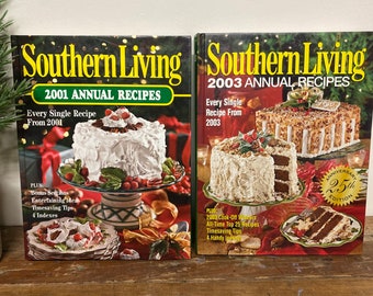 Vintage Southern Living Annual Recipes Cookbook…2001. 2003. Hardcover. Cooking. Book. Kitchen. Recipe. Manual. Photographs. Food. Retro.