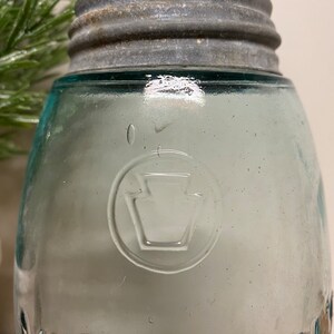 Antique Half Gallon Blue Mason JarGlass. Vintage. Patent. 1858. Canning. Zinc. Farmhouse. Wedding. Rare. Container. Storage. Old. Keystone. image 3