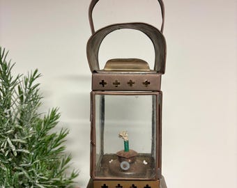 Vintage Brass Oil Lantern...Modern Farmhouse Lighting. Primitive Decor. Nautical Lantern. Made in India.