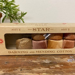 Vintage Star Cotton Thread Box: Antique Sewing Room Decor