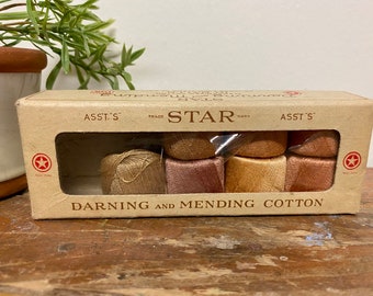 Vintage Star Thread Box…Antique. Mercerized. Cotton. Spools. Advertising. Cardboard. Sewing. Sewing Room. Decor. Seamstress. USA. Mending.