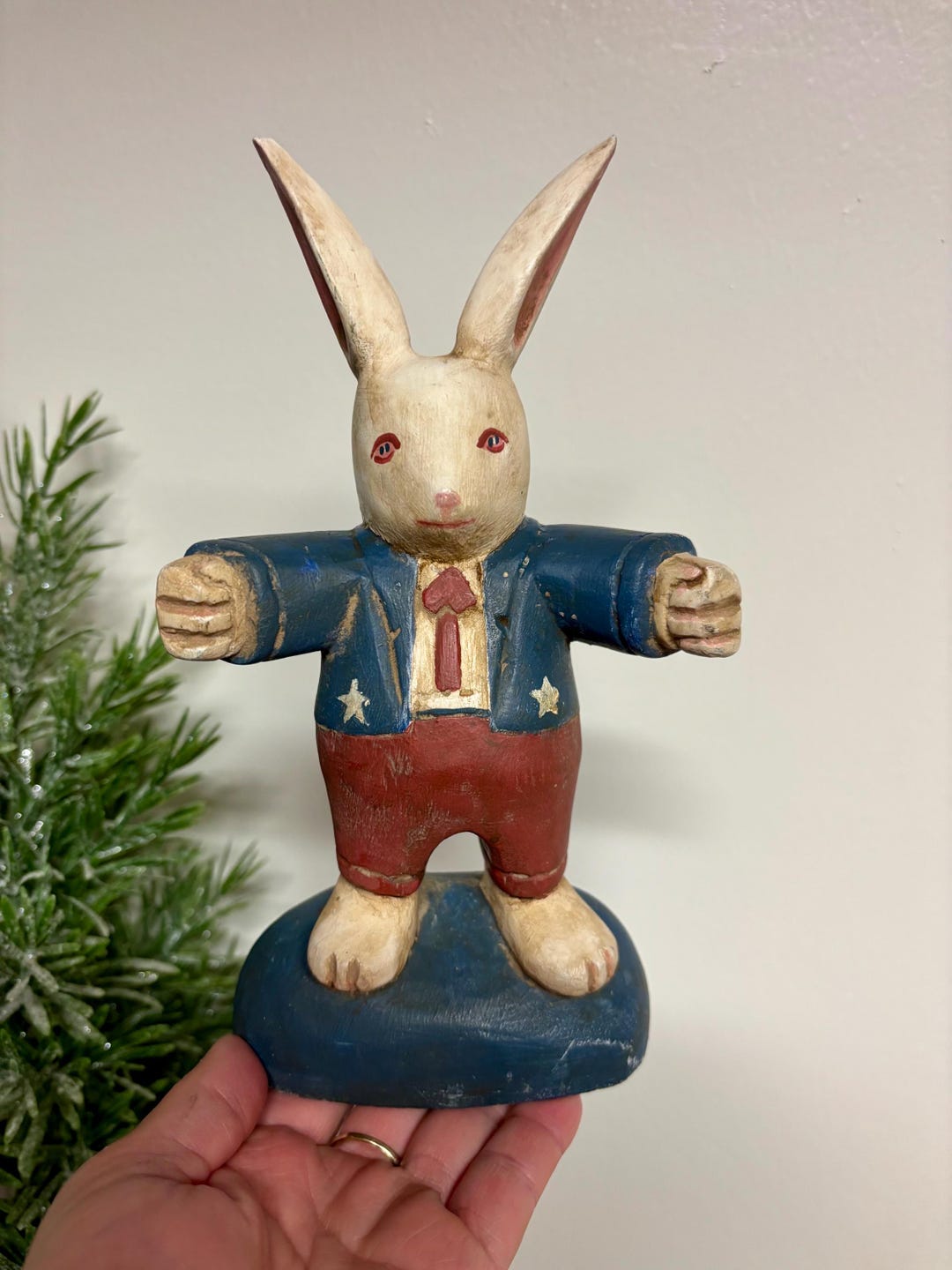Vintage Folk Art Rabbit…americana. Painted. Bunny. Statue. Figurine ...