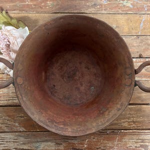 Antique French Hammered Copper Pot…Antique Copperware. French Country Decor. Copper Bowl. Double Handle. 1800’s  Modern Farmhouse Decor.