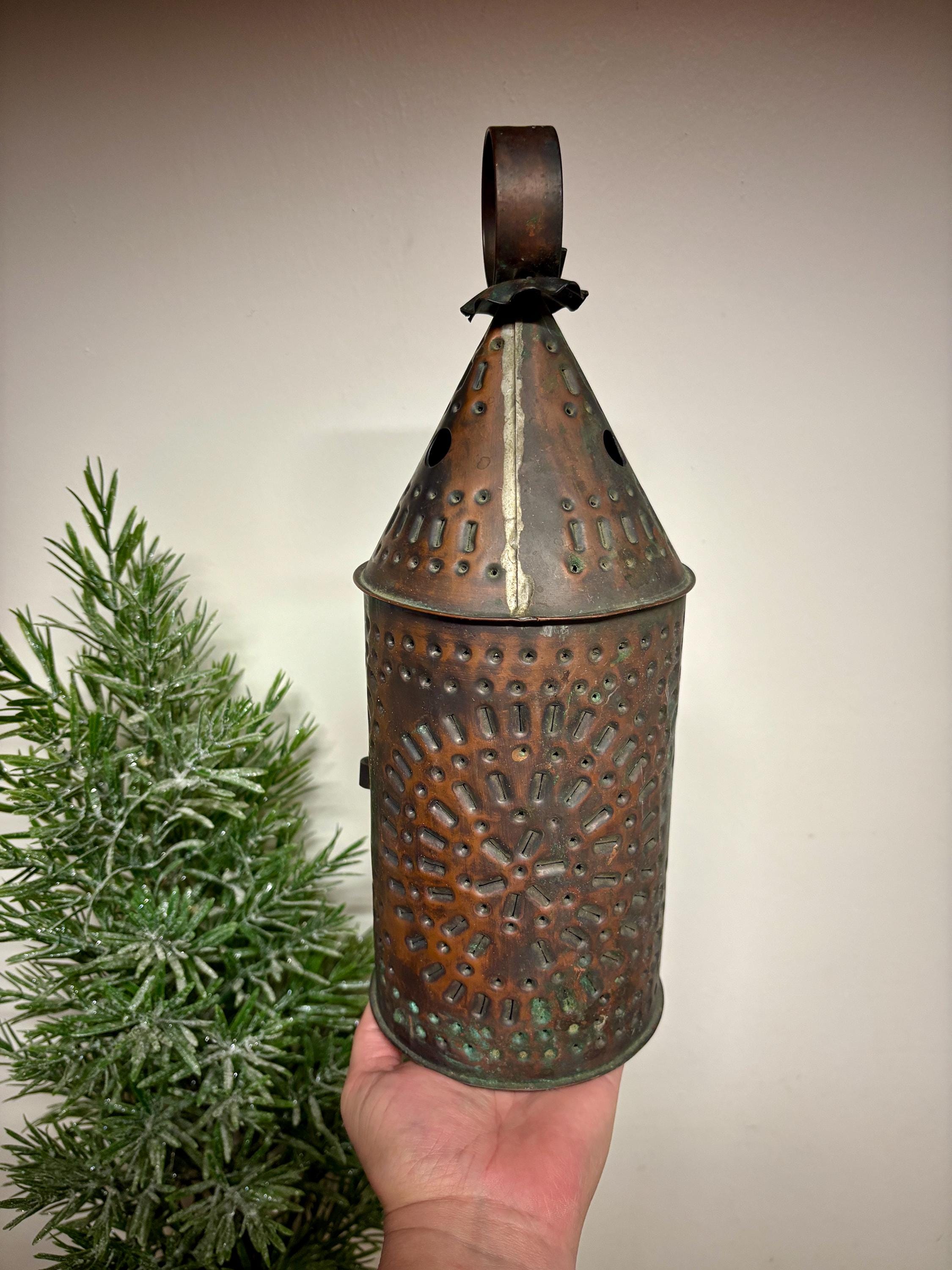 Vintage Copper Paul Revere Lanternpunched Tin. Candle Holder
