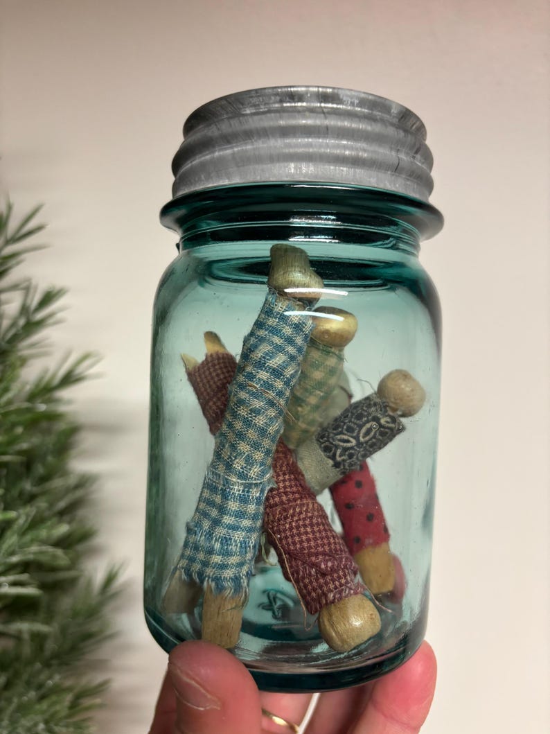 Vintage Homespun Wrapped Wood Clothespins Set (6)...americana ...