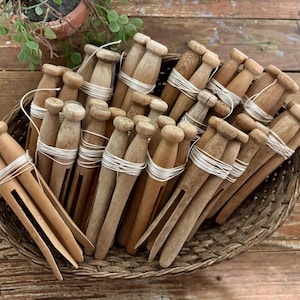 Vintage XL Wooden Clothespin Bundle (3)...laundry. Wood. Line Drying ...