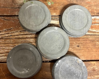 Antique Wide Mouth Ball Zinc Lid…ONE. Vintage. Farmhouse. Canning. Container. Metal. Large. Rustic. Wedding. Country. Primitive. Salvage.