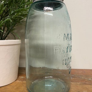 Antique Half Gallon Blue Mason JarGlass. Vintage. Patent. 1858. Canning. Zinc. Farmhouse. Wedding. Rare. Container. Storage. Old. Keystone. image 6