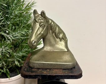 Vintage Cast Metal Horse Bookend...ONE. Silver. Iron. Equestrian. Western. Stallion. Library. Rustic. Modern Farmhouse.