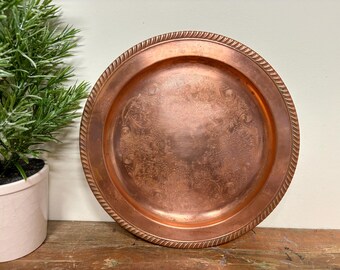 Vintage Engraved Copper Serving Tray…Ornate. Shiny. Retro. Old. Farmhouse. Metal. Floral. Scrollwork. Rustic. Kitchen. Coffee. Drink. Patina