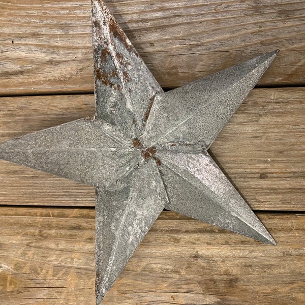 Galvanized 8" Silver Tin Star…Metal. Rustic. Americana. USA. Barn. Tin. Crafting. Decor. Vintage. Retro. Distressed. Farmhouse.