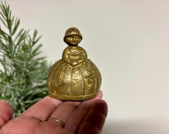 Vintage Brass Lady Hand Bell....Ornate Table Bell. Victorian Decor.
