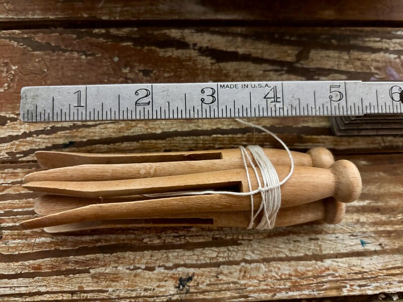 Vintage XL Wooden Clothespin Bundle (3)...laundry. Wood. Line Drying ...