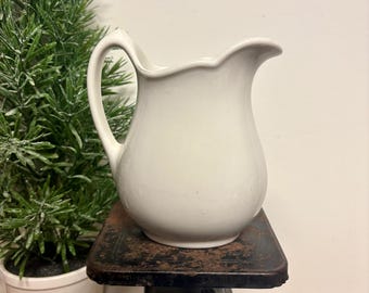 Vintage Small Ironstone Pitcher...Shenango China. Old Pottery. Modern Farmhouse. American Made Coffee. Tea. Cream. Kitchen. Drinks. Serving.