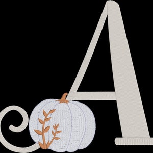 Complemento de bordado personalizável: abóbora, laço de azevinho de Natal, monograma do alfabeto (A-Z) no formato PES