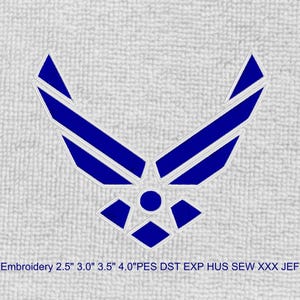 Air Force Embroidery Files: 4 Sizes (2.5-4.0&quot;) Digital Machine Designs for Military Crafts