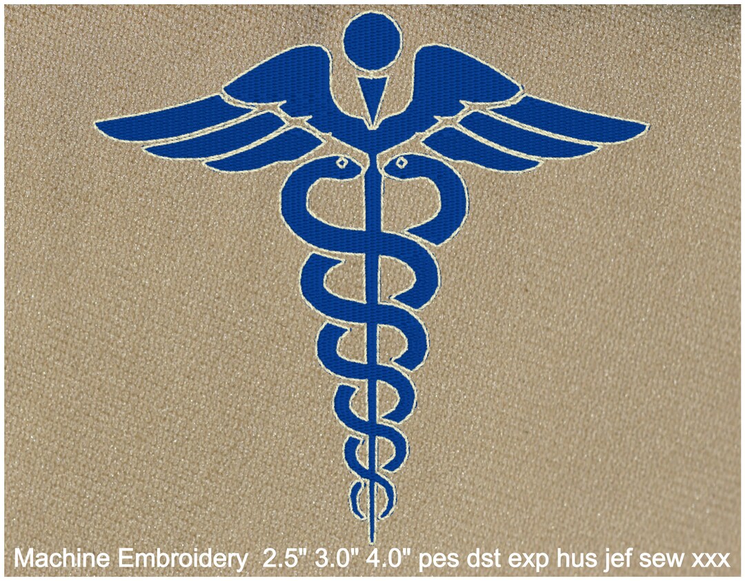 Medical Caduceus Machine Embroidery Design - Digital File in Multiple ...