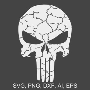 Punisher Schädel SVG Digital Download für Schneideplotter, Drucker, Lasergravierer & CNC-Fräser