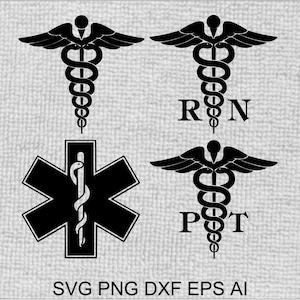 Medical Caduceus design Package deal SVGs: Digital Files for Vinyl Cutters, Printers & Laser Engravers