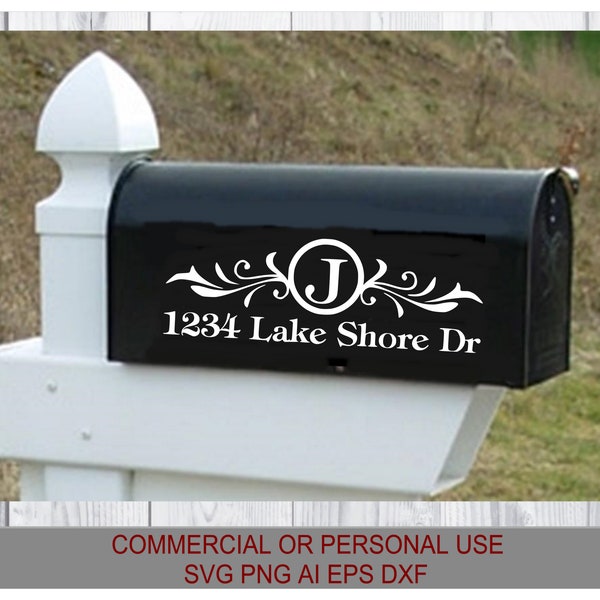 Mailbox decal monogram SVG digital download files are compatible with all vinyl cutters, Lightburn laser cut files, printers