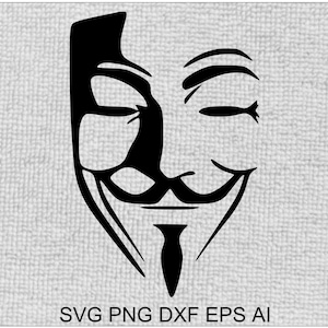 V wie Vendetta Guy Fawkes Maske Aufkleber SVG - Digitale Dateien für Vinyl-Schneideplotter, Drucker und Lasergravur