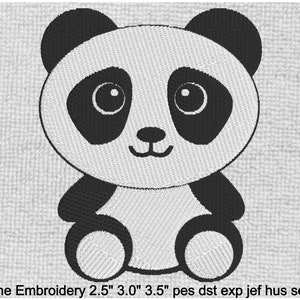 Adorable baby Panda machine embroidery design - 2.5-3.5 inches, 7 formats (pes, hus, jef, sew, exp, xxx, dst)