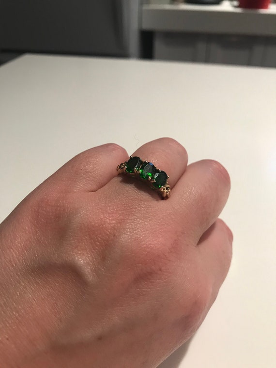 Forest green trinity chrome diopside ring