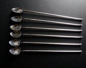 6 Vintage Heart Shaped Silver Plated Stirrers/Sippers/Cocktail Spoons Saint Patrick's Day (Free Shipping!)