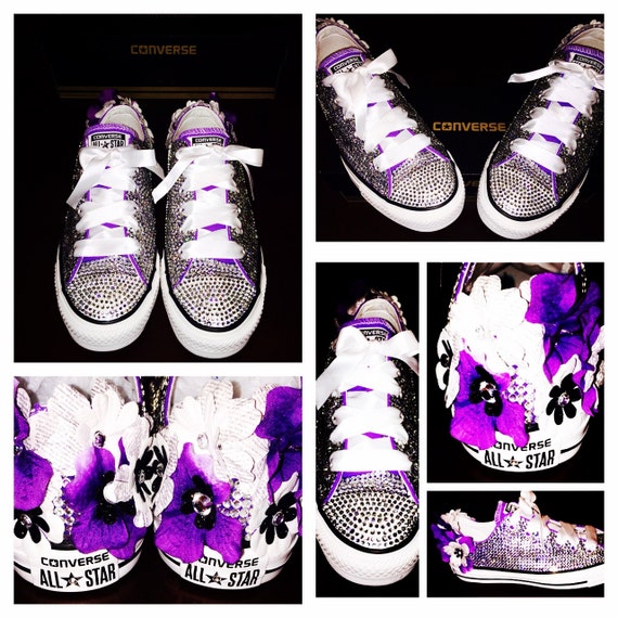 Fully Bedazzled Purple Converse w 